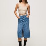 נשים 4N8XB100 Pepe Jeans דֵנִים חצאית מידי כותנה ג'ינס