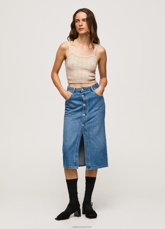 d7a0d7a9d799d79d_4n8xb100_pepe_jeans_d793d6b5d7a0d6b4d799d79d_d797d7a6d790d799d7aa_d79ed799d793d799_d79bd795d7aad7a0d794_d792d79.jpg נשים 4N8XB100 Pepe Jeans דֵנִים חצאית מידי כותנה ג'ינס – תמונה 1