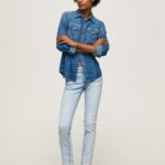 נשים 4N8XB10 Pepe Jeans דֵנִים ג'ינס רגיל בכושר חדש ברוק מידריס