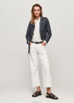 ⁦נשים 4N8XB113 Pepe Jeans אוקיינוס מעיל אופנוענים מעור טלה⁩ – תמונה ⁦2⁩