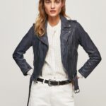 נשים 4N8XB113 Pepe Jeans אוקיינוס מעיל אופנוענים מעור טלה