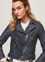 ⁦נשים 4N8XB113 Pepe Jeans אוקיינוס מעיל אופנוענים מעור טלה⁩ – תמונה ⁦3⁩