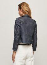 ⁦נשים 4N8XB113 Pepe Jeans אוקיינוס מעיל אופנוענים מעור טלה⁩ – תמונה ⁦4⁩
