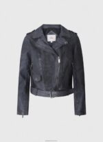⁦נשים 4N8XB113 Pepe Jeans אוקיינוס מעיל אופנוענים מעור טלה⁩ – תמונה ⁦5⁩