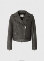 ⁦נשים 4N8XB114 Pepe Jeans שָׁחוֹר מעיל אופנוענים מעור טלה⁩ – תמונה ⁦5⁩