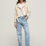 נשים 4N8XB115 Pepe Jeans מחוץ לתחרה מעיל אופנוענים עם כתפיים אפלוליות