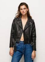 ⁦נשים 4N8XB116 Pepe Jeans שָׁחוֹר מעיל אופנוענים עם כתפיים אפלוליות⁩ – תמונה ⁦2⁩