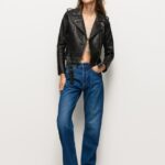 נשים 4N8XB116 Pepe Jeans שָׁחוֹר מעיל אופנוענים עם כתפיים אפלוליות
