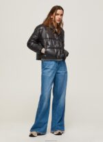 ⁦נשים 4N8XB123 Pepe Jeans שָׁחוֹר מעיל פוך מרופד מבריק⁩ – תמונה ⁦2⁩