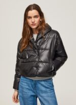 נשים 4N8XB123 Pepe Jeans שָׁחוֹר מעיל פוך מרופד מבריק