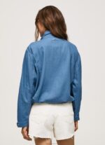 ⁦נשים 4N8XB128 Pepe Jeans chambray מעיל פשתן בגזרה רגועה⁩ – תמונה ⁦4⁩