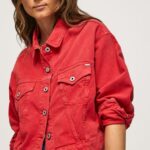 נשים 4N8XB141 Pepe Jeans סטודיו אדום ז'קט ג'ינס בכושר רגיל