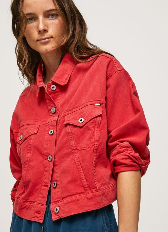 d7a0d7a9d799d79d_4n8xb141_pepe_jeans_d7a1d798d795d793d799d795_d790d793d795d79d_d796d7a7d798_d792d799d7a0d7a1_d791d79bd795d7a9d7a.jpg נשים 4N8XB141 Pepe Jeans סטודיו אדום ז'קט ג'ינס בכושר רגיל – תמונה 1