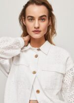 ⁦נשים 4N8XB142 Pepe Jeans לבן מעיל כותנה פתוח⁩ – תמונה ⁦4⁩