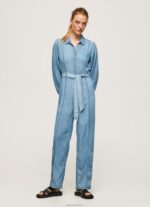⁦נשים 4N8XB192 Pepe Jeans כְּחוֹל סרבל ארוך עם פירוט חגורה⁩ – תמונה ⁦2⁩
