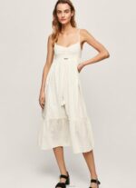 ⁦נשים 4N8XB221 Pepe Jeans לבן שמלת דובי מכותנה טהורה⁩ – תמונה ⁦3⁩