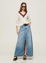 ⁦נשים 4N8XB228 Pepe Jeans לבן ג'רסי קרפ עם צווארון V⁩ – תמונה ⁦2⁩