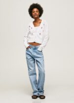 ⁦נשים 4N8XB231 Pepe Jeans לבן קרדיגן כותנה פרח רקום⁩ – תמונה ⁦2⁩