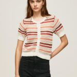 נשים 4N8XB235 Pepe Jeans רַב קרדיגן כותנה בהדפס פסים