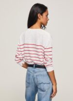 ⁦נשים 4N8XB238 Pepe Jeans לבן ג'רסי כותנה בהדפס פסים⁩ – תמונה ⁦4⁩