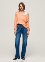 נשים 4N8XB241 Pepe Jeans אפרסק ג'רסי בגזרה רגועה בקו צוואר V