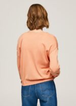 ⁦נשים 4N8XB241 Pepe Jeans אפרסק ג'רסי בגזרה רגועה בקו צוואר V⁩ – תמונה ⁦4⁩