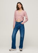 ⁦נשים 4N8XB248 Pepe Jeans ורוד מעונן קרדיגן עם צווארון V פתוח⁩ – תמונה ⁦4⁩