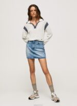 ⁦נשים 4N8XB250 Pepe Jeans לבן ג'רזי קרפ בסגנון פולו⁩ – תמונה ⁦2⁩