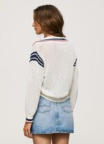 ⁦נשים 4N8XB250 Pepe Jeans לבן ג'רזי קרפ בסגנון פולו⁩ – תמונה ⁦4⁩