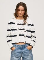 ⁦נשים 4N8XB252 Pepe Jeans מוּס קרדיגן פתוח בדוגמת פסים⁩ – תמונה ⁦3⁩