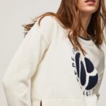 נשים 4N8XB253 Pepe Jeans לבן הדפס לוגו ג'רזי כותנה