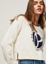 נשים 4N8XB253 Pepe Jeans לבן הדפס לוגו ג'רזי כותנה