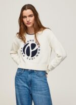 ⁦נשים 4N8XB253 Pepe Jeans לבן הדפס לוגו ג'רזי כותנה⁩ – תמונה ⁦3⁩