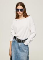 ⁦נשים 4N8XB256 Pepe Jeans לבן חולצה עם צווארון סירה בכושר נינוח⁩ – תמונה ⁦2⁩