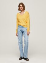 ⁦נשים 4N8XB257 Pepe Jeans זוהר ג'רסי בגזרה רגועה בקו צוואר V⁩ – תמונה ⁦2⁩