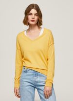 ⁦נשים 4N8XB257 Pepe Jeans זוהר ג'רסי בגזרה רגועה בקו צוואר V⁩ – תמונה ⁦3⁩