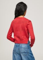 ⁦נשים 4N8XB259 Pepe Jeans סטודיו אדום ג'רסי כותנה עם פרטים פתוחים⁩ – תמונה ⁦4⁩