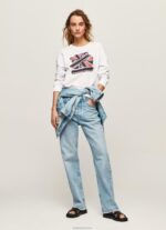 ⁦נשים 4N8XB266 Pepe Jeans לבן מגשר כותנה של יוניון ג'ק⁩ – תמונה ⁦2⁩