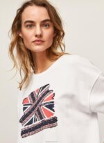 ⁦נשים 4N8XB266 Pepe Jeans לבן מגשר כותנה של יוניון ג'ק⁩ – תמונה ⁦3⁩