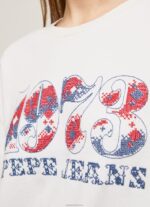 ⁦נשים 4N8XB280 Pepe Jeans לבן סווטשירט קטיפה עם לוגו 1973⁩ – תמונה ⁦4⁩