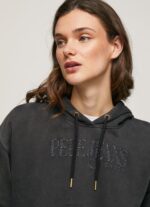 ⁦נשים 4N8XB281 Pepe Jeans שטוף שחור קפוצ'ון כותנה⁩ – תמונה ⁦2⁩