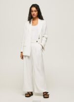 נשים 4N8XB288 Pepe Jeans לבן מכנסיים רחבים עם קפלים