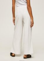 ⁦נשים 4N8XB288 Pepe Jeans לבן מכנסיים רחבים עם קפלים⁩ – תמונה ⁦4⁩