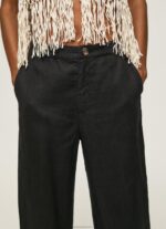 ⁦נשים 4N8XB291 Pepe Jeans שָׁחוֹר מכנס ישר מבד זורם⁩ – תמונה ⁦3⁩