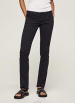 ⁦נשים 4N8XB298 Pepe Jeans שָׁחוֹר ג'ינס ונוס ונוס בהתאמה ישרה עם מותניים נמוכים⁩ – תמונה ⁦2⁩