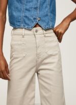 ⁦נשים 4N8XB312 Pepe Jeans אֶבֶן מכנסי כותנה מתרחבים⁩ – תמונה ⁦3⁩
