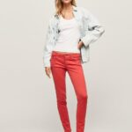 נשים 4N8XB315 Pepe Jeans סטודיו אדום מכנסי סקיני קלאסיים