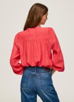 ⁦נשים 4N8XB321 Pepe Jeans סטודיו אדום חולצת קפלים פתוחה⁩ – תמונה ⁦4⁩