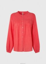 ⁦נשים 4N8XB321 Pepe Jeans סטודיו אדום חולצת קפלים פתוחה⁩ – תמונה ⁦5⁩