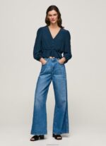 ⁦נשים 4N8XB325 Pepe Jeans dulwich חלק עליון עם צווארון V⁩ – תמונה ⁦2⁩